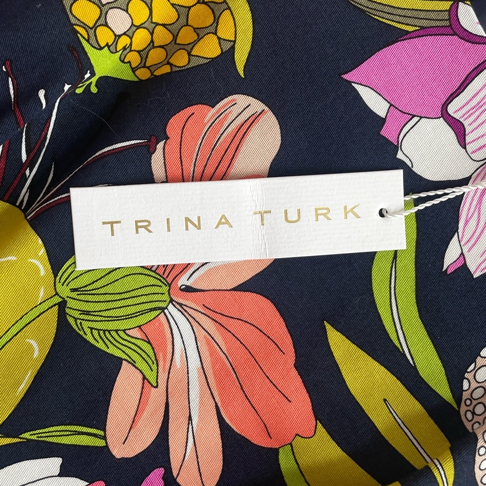 Trina Turk Navy Floral Halter A-Line Dress - Pink Yellow Green White - Picture 5 of 5